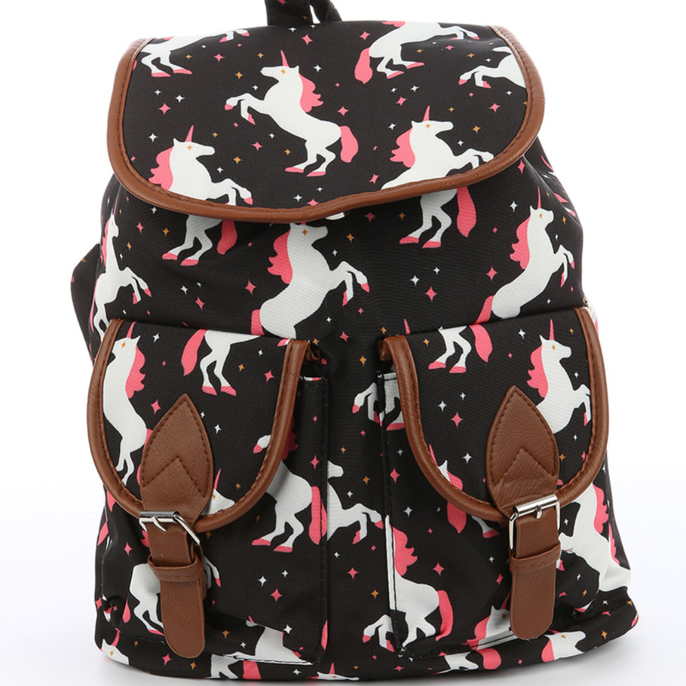 Fashion Unicorn Travel Students Canvas Backpack